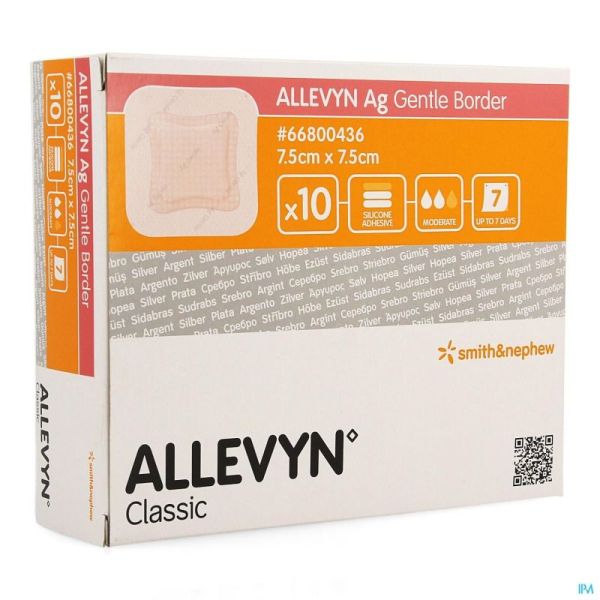 Allevyn Ag Pans Adhesive Silic. 7,5x7,5cm 10