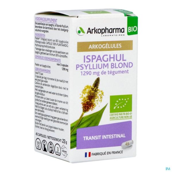 Arkogelules Ispaghul Psyllium Blond Bio Gélules 45