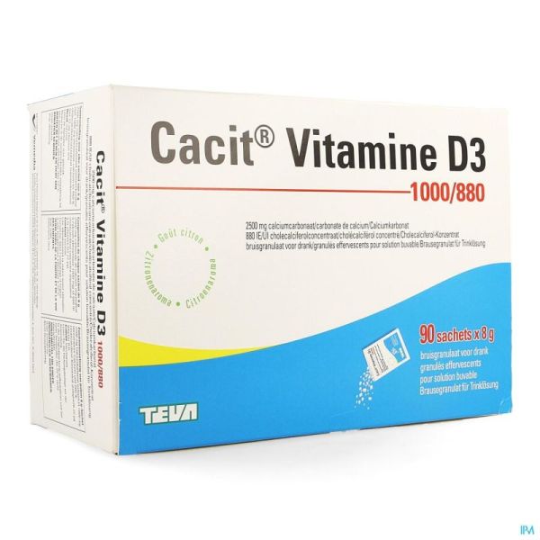 Cacit Vit. D3 1000mg/880ui Gran Effervescents Sachets 90