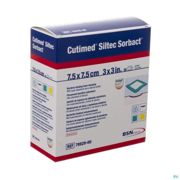 Cutimed Siltec Sorbact Pans Mousse 7,5x 7,5cm 10