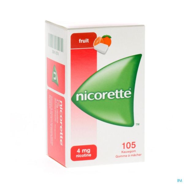 NICORETTE FRUIT GOMME A MACHER 105 X 4 MG : Gommes à mâcher