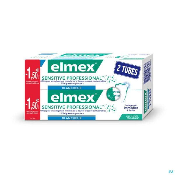 Dentifrice Elmex® Sensitive Professional Blancheur Tube 2x75ml -1.50€