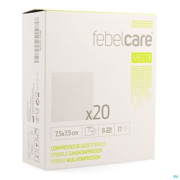 Febelcare Compresses de Gaze Sterile 7,5x 7,5cm 20x1