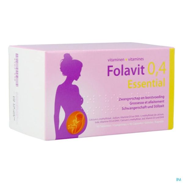 Folavit 0,4mg Essential Comprimés 90 + Gélules 90 