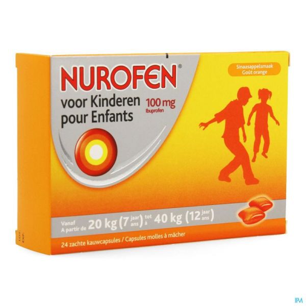 Nurofen Enfant 100mg Gélules Molles A Mâcher 24